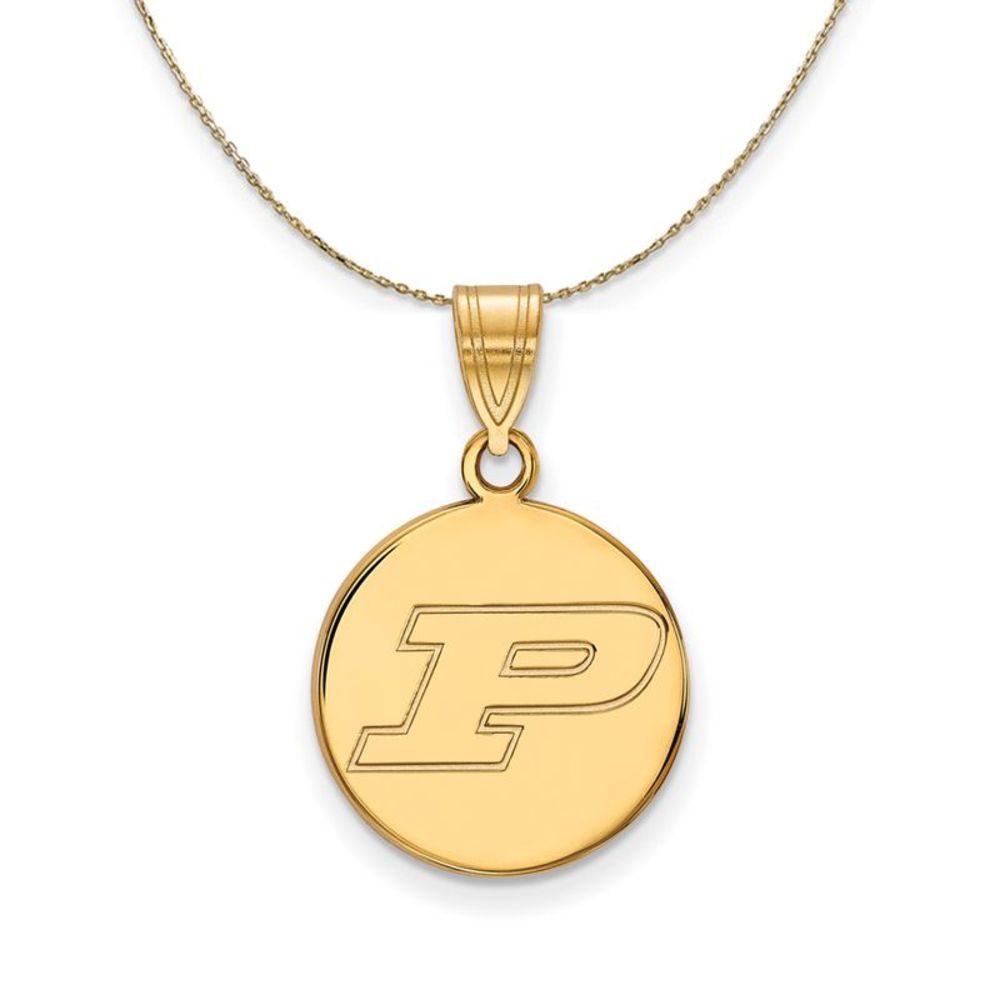 14k Yellow Gold Purdue Medium Initial P Disc Necklace - 22 Inch